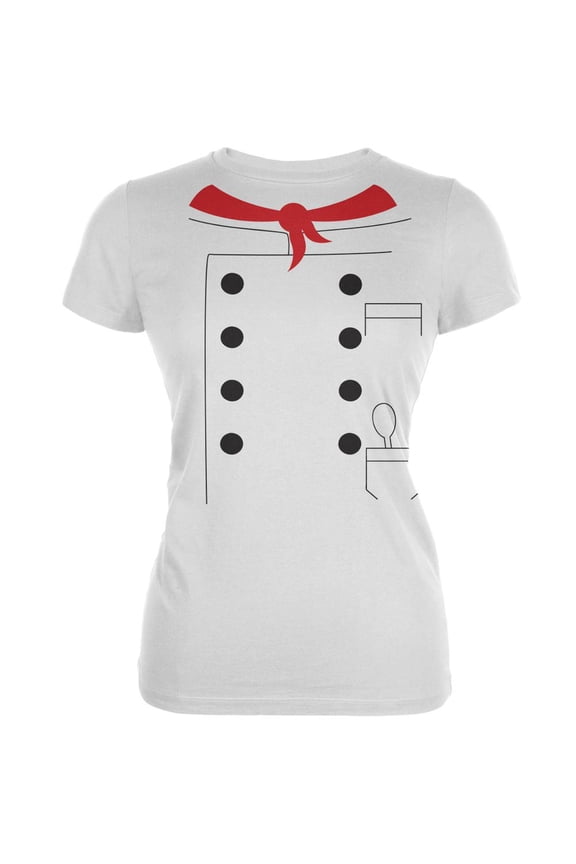Halloween Chef Costume White Juniors Soft T-Shirt - Medium