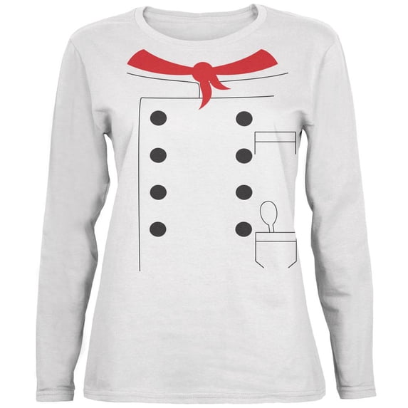 Halloween Chef Costume White Ladies Long Sleeve T-Shirt - X-Large
