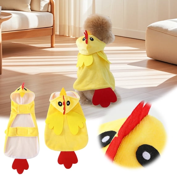 Halloween Chicken Pet Costume – Soft Yellow Chicken Outfit For Cats & Small/Medium Dogs, Cute Funny Cosplay Hoodie For Holiday Parties & Photos Pet Clothes