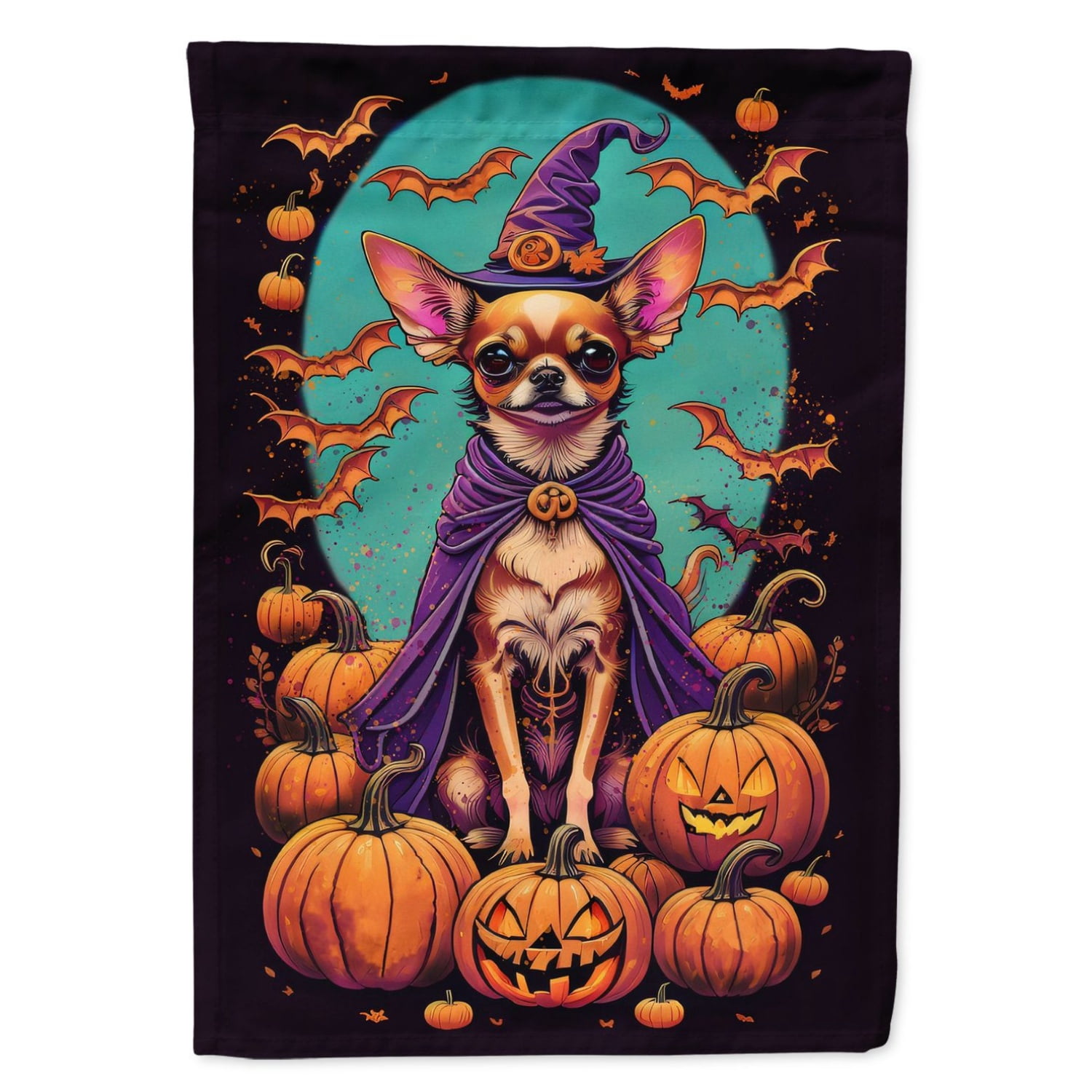 Halloween Chihuahua Dog House Flag 28x40IN Double-Sided Polyester Decorative Sleeve Pole Flag for Outdoor Home Garden