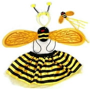 Halloween Children Performance Costume Set Bee/Ladybug Wing Tutu Skirt Headband Wand Cosplay Party Accessories