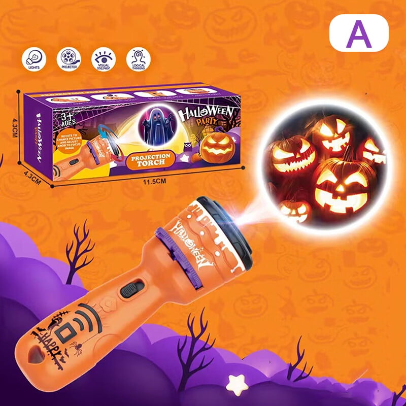 Halloween Children Projector Flashlight, 3 Cards, 24 Halloween Patterns