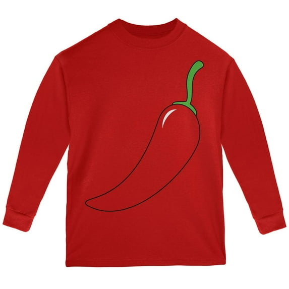 Halloween Chili Pepper Costume of Cinco de Mayo Youth Long Sleeve T Shirt Red YMD