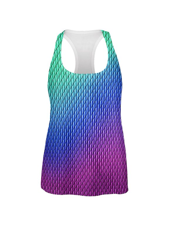Halloween Chinese Celestial Dragon Scales Costume All Over Womens Work Out Tank Top Multi LG