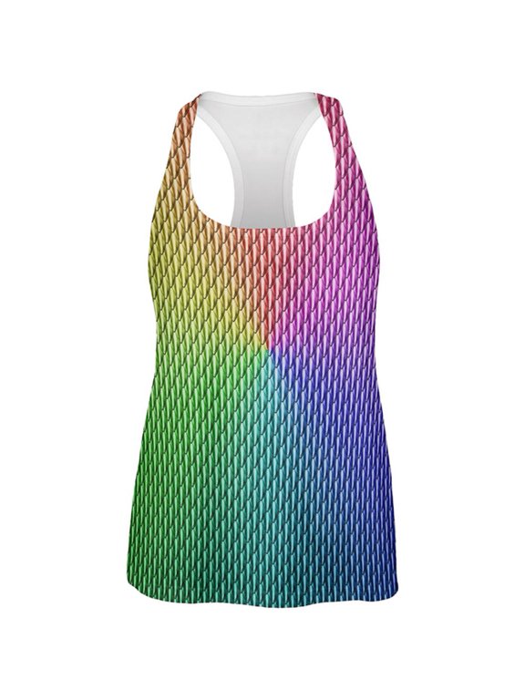 Halloween Chinese Imperial Dragon Scales Costume All Over Womens Work Out Tank Top Multi MD
