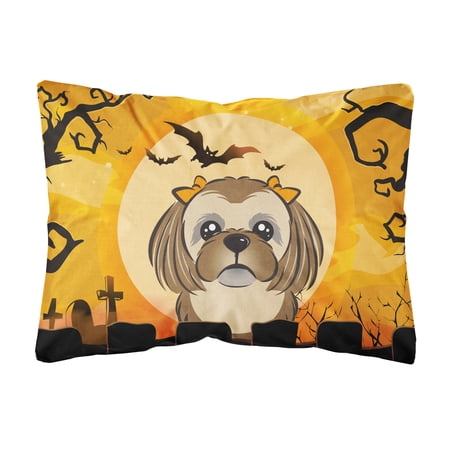 Halloween Chocolate Brown Shih Tzu Fabric Decorative Pillow