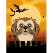 Halloween Chocolate Brown Shih Tzu Flag Canvas House Size