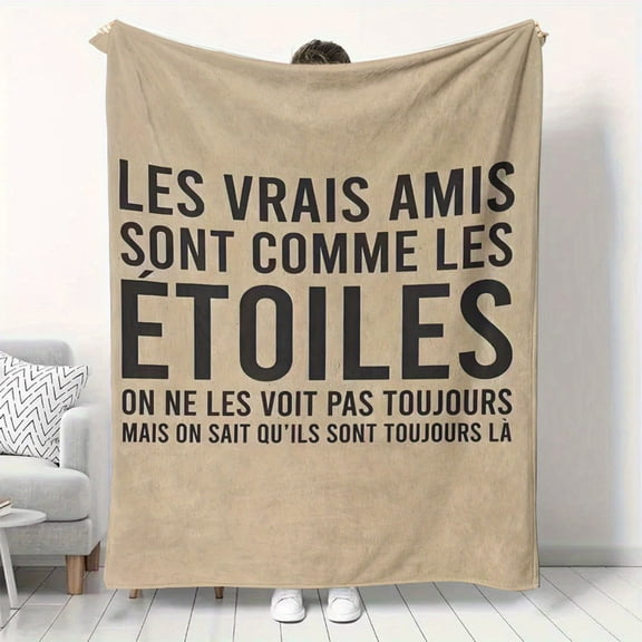 Halloween Christmas French Friendship Blessing Blanket "True Friends" Humorous Design Perfect for Classmates Sisters Girlfriends Ideal for Birthdays Celebrating True Friends Elegant Blanket