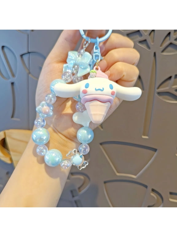 Halloween Christmas Holiday Gift Sanrio Beaded Keychain Hello Kitty Cinnamoroll Kuromi Cute Cartoon Doll Pendant Phone Chain Keychains Bag Pendant Accessories