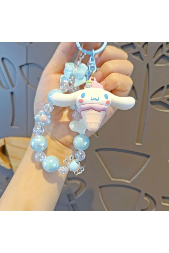 Halloween Christmas Holiday Gift Sanrio Beaded Keychain Hello Kitty Cinnamoroll Kuromi Cute Cartoon Doll Pendant Phone Chain Keychains Bag Pendant Accessories