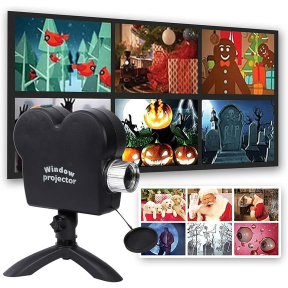 Halloween Christmas Holographic Projection Window Projector 12 Movies Projector Led Lights With Tripod Home Party Decor