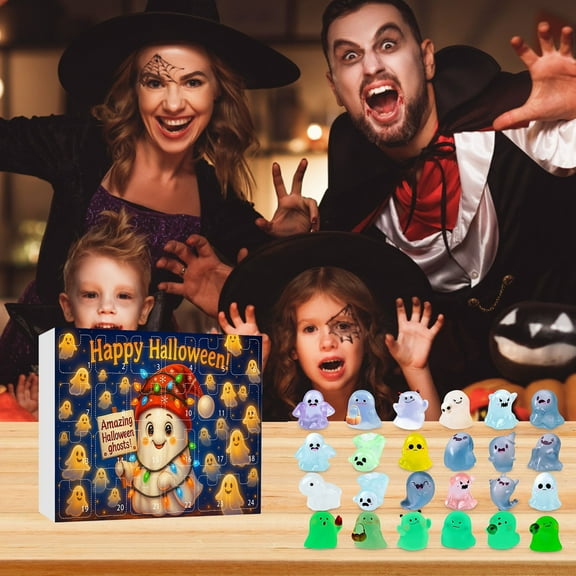 Halloween Christmas Luminous Resin Advent Calendar 3D Night Light Countdown Calendar for Home Decor