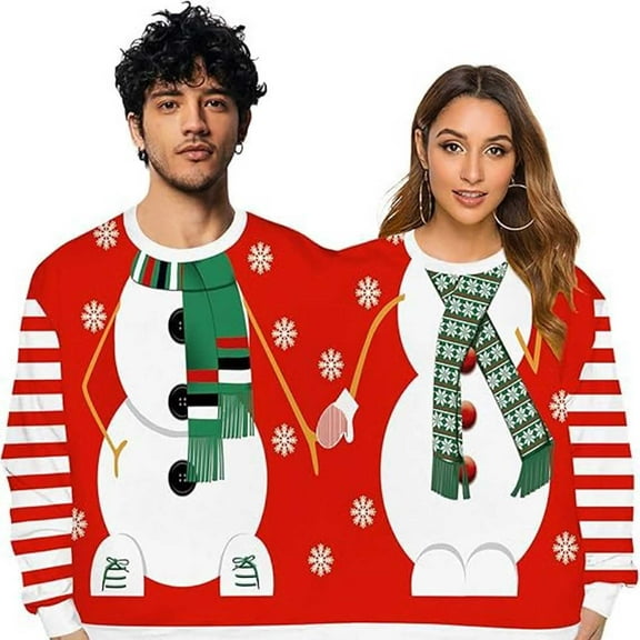 Halloween Christmas Mens and Womens Two Person Interesting Sweater Digital Printed Sweatshirt Couple