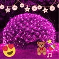 thumbnail image 1 of Halloween/Christmas Net Lights Outdoor, 5FT x 5FT 96 LED Fairy String Light with 8 Lighting Modes, Connectable Light for Garden Tree Bushes, Holiday Wedding Party Decorations, Pink, 1 of 7