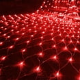 thumbnail image 1 of Halloween/Christmas Net Lights Outdoor, 5FT x 5FT 96 LED Fairy String Light with 8 Lighting Modes, Connectable Light for Garden Tree Bushes, Holiday Wedding Party Decorations, Red, 1 of 7