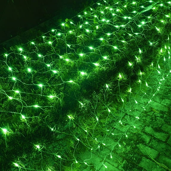 Halloween/Christmas Net Lights Outdoor, 5FT x 5FT 96 LED Fairy String Light with 8 Lighting Modes, Connectable Light for Garden Tree Bushes, Holiday Wedding Party Decorations, Green