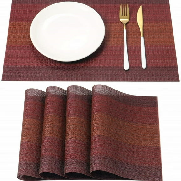 Halloween Christmas Red Placemats Kitchen Table Mats Washable Placemats Crossweave Woven Vinyl Placemat for Dining Table Decoration