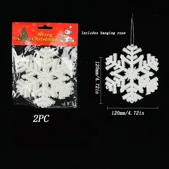 Halloween Christmas Tree Decorations,Mini Christmas Ornaments Plastic Snowflake Ornaments,Christmas Tree Decorations Glitter Snowflake Ornaments Hanging for Crafting and Embellishing (White)