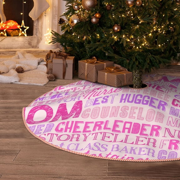 Halloween Christmas Tree Skirt - Best Mom ever 36 Inches Christmas Tree Skirt for Halloween Holiday Indoor Home Christmas Tree Decorations with Three Ribbons