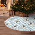 thumbnail image 1 of Halloween Christmas Tree Skirt - Blue Striped Cute French Bulldog 48 Inches Christmas Tree Skirt for Halloween Holiday Indoor Home Christmas Tree Decorations with Three Ribbons, 1 of 7