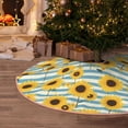 thumbnail image 1 of Halloween Christmas Tree Skirt - Blue White Striped Sunflower A 48 Inches Christmas Tree Skirt for Halloween Holiday Indoor Home Christmas Tree Decorations with Three Ribbons, 1 of 7