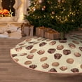 thumbnail image 1 of Halloween Christmas Tree Skirt - Brown Chocolate Print 36 Inches Christmas Tree Skirt for Halloween Holiday Indoor Home Christmas Tree Decorations with Three Ribbons, 1 of 7