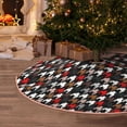 thumbnail image 1 of Halloween Christmas Tree Skirt - Houndstooth Green Red 30 Inches Christmas Tree Skirt for Halloween Holiday Indoor Home Christmas Tree Decorations with Three Ribbons, 1 of 7