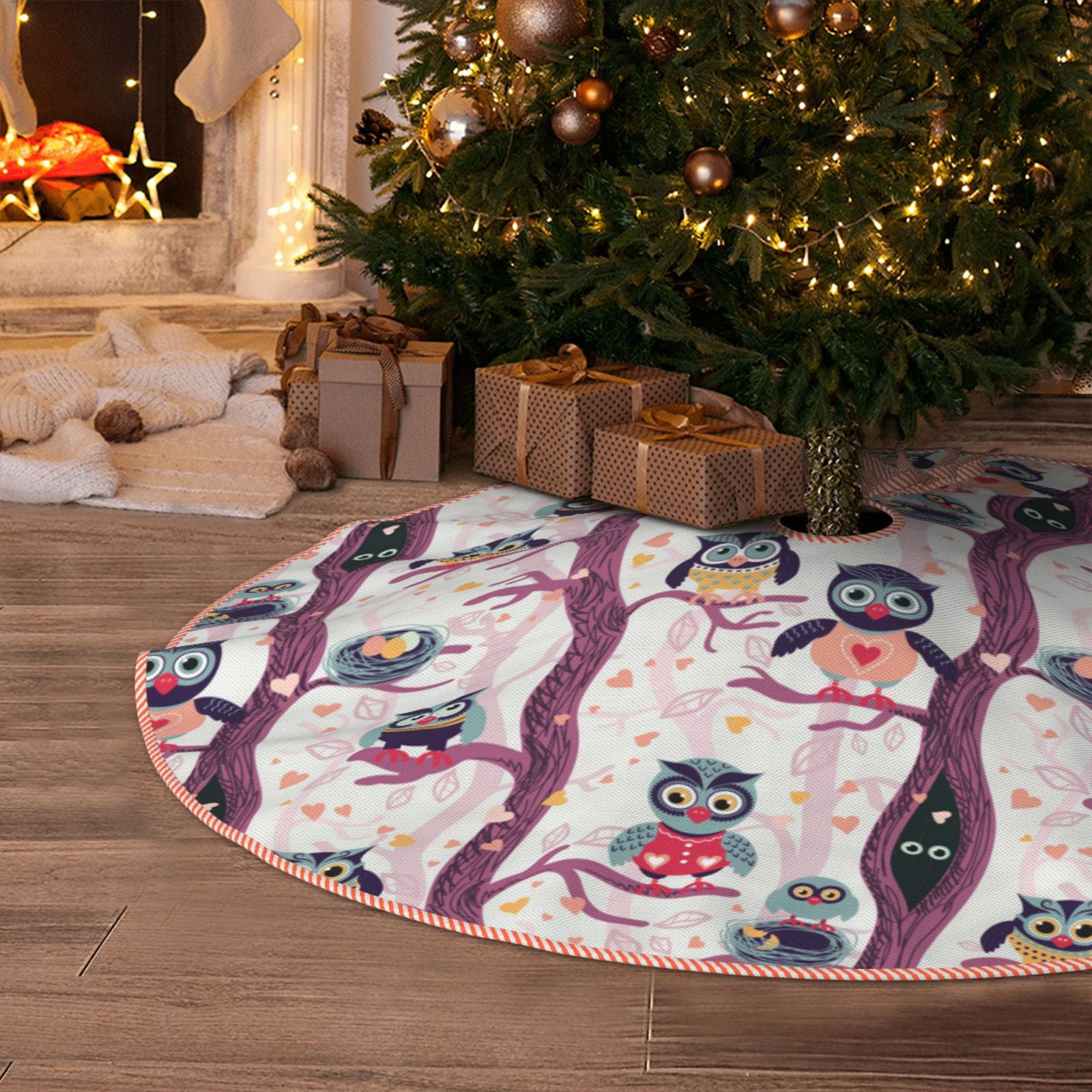 Halloween Christmas Tree Skirt Purple Tree Owls 30 Inches Christmas
