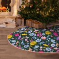 thumbnail image 1 of Halloween Christmas Tree Skirt - Watercolor Meadow Flowers 48 Inches Christmas Tree Skirt for Halloween Holiday Indoor Home Christmas Tree Decorations with Three Ribbons, 1 of 7