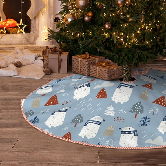 Halloween Christmas Tree Skirt - winter Scarf beer 30 Inches Christmas Tree Skirt for Halloween Holiday Indoor Home Christmas Tree Decorations with Three Ribbons