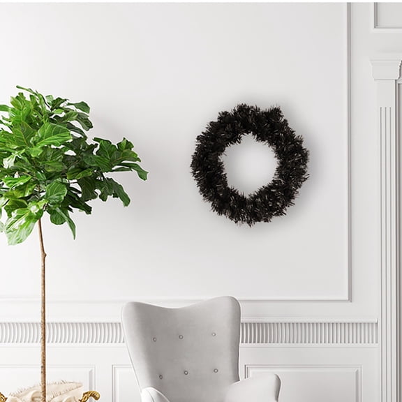 Halloween Christmas Wreath,LED Illuminated Black Vine Circle Garland,Festive Autumn to Winter Transition Decor for Thanksgiving Xmas Tree Door Hangers Wall Rail Party Event Indoor Outdoor Supplies