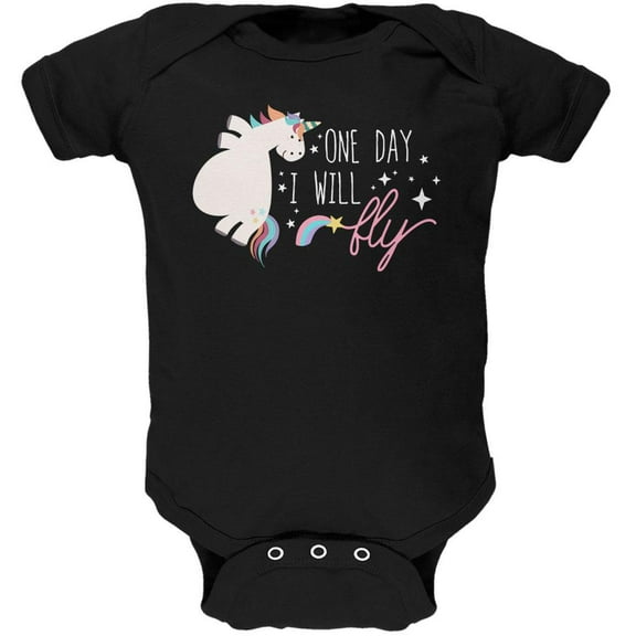 Halloween Chubby Unicorn One Day I Will Fly Soft Baby One Piece Black 24 Month