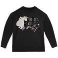 thumbnail image 1 of Halloween Chubby Unicorn One Day I Will Fly Toddler Long Sleeve T Shirt Black 2T, 1 of 2