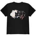 thumbnail image 1 of Halloween Chubby Unicorn One Day I Will Fly Youth T Shirt Black YXL, 1 of 1
