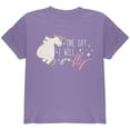 thumbnail image 1 of Halloween Chubby Unicorn One Day I Will Fly Youth T Shirt Violet YXL, 1 of 1