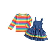 SXYPAYXS Halloween Chucky Doll Costume Toddler Baby Boy Girl Striped Shirts Tops+Suspender Pants/Skirts Overalls Set Cosplay Outfits
