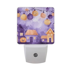 Halloween City View Watercolor LED Night Light Sensor Lamp Plug-in Adjustable Brightness 2 Pack