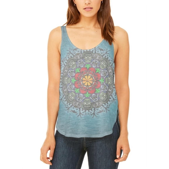 Halloween Classic Movie Monster Mandala Juniors Flowy Side Slit Tank Top Multi LG