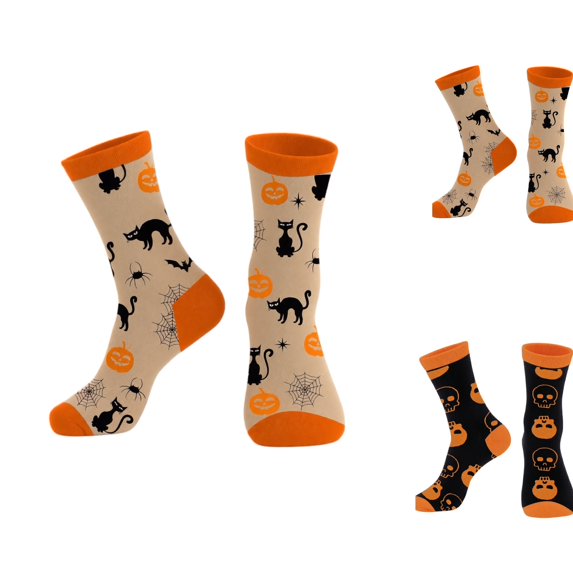 Halloween Classic Pattern Crew Socks Soft Cotton Mid Calf Socks Halloween Party Daily Fashion Costume Accessory Socks A