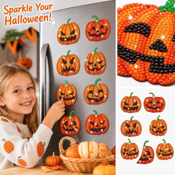 Halloween Classroom Decorations, Reusable Diamond Painting Magnets 2.5 Inch Flat Halloween Toys for Student, Vibrant Spooky Halloween Decor Refrigerator Locker Office Displays,