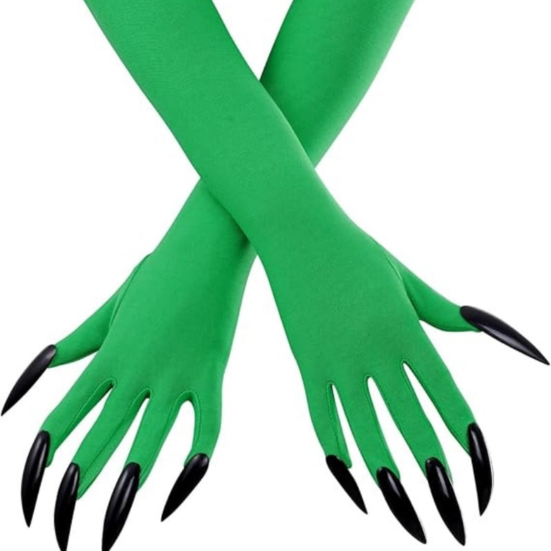 Halloween Claw Gloves with Long Fake Nails for Costume Parties and Stage Performances