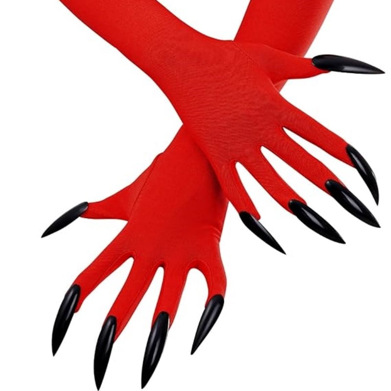 Halloween Claw Gloves with Long Fake Nails for Costume Parties and Stage Performances