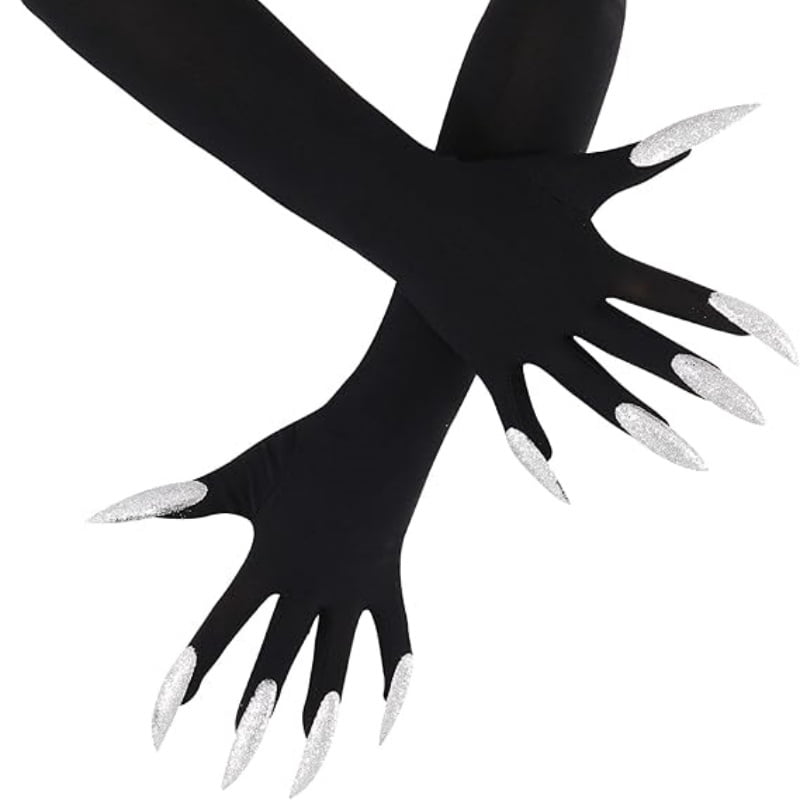 Halloween Claw Gloves with Long Fake Nails for Costume Parties and Stage Performances
