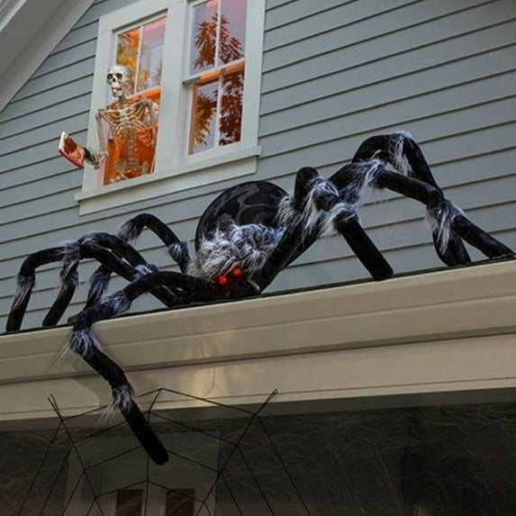 Halloween Clearance Boovnll Giant Spider, 6.6FT Foldable Large Fake Spider Halloween Decorations Outdoor Indoor Scary Hairy Halloween Spider for Home, Yard, Patio, Garden Decor, Halloween Decorations