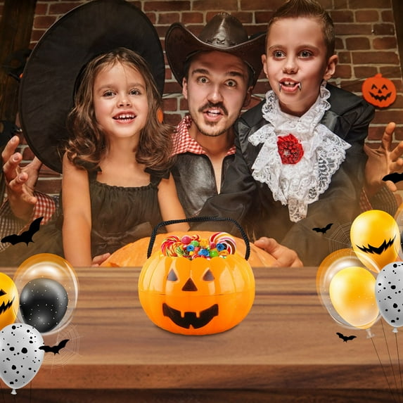 Halloween Clearance Boovnll Halloween Bucket Basket Bags, 2Pcs Plastic Pumpkin Trick or Treat Bags, Halloween Candy Bags Treat Bags for Kids, Halloween Basket, Halloween Treat Bags, Halloween Bags