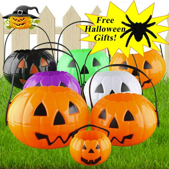 Halloween Clearance Boovnll Halloween Bucket Basket Bags, Plastic Pumpkin Trick or Treat Bags, Halloween Candy Bags Treat Bags for Kids, Halloween Basket, Halloween Treat Bags, Halloween Bags