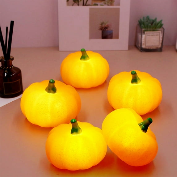 Halloween Clearance Boovnll Halloween Pumpkins, 5Pcs Artificial Pumpkins with Light Halloween Fall Decor Pumpkin Decor for Indoor Outdoor Thanksgiving Halloween Party Supplies, Halloween Decorations