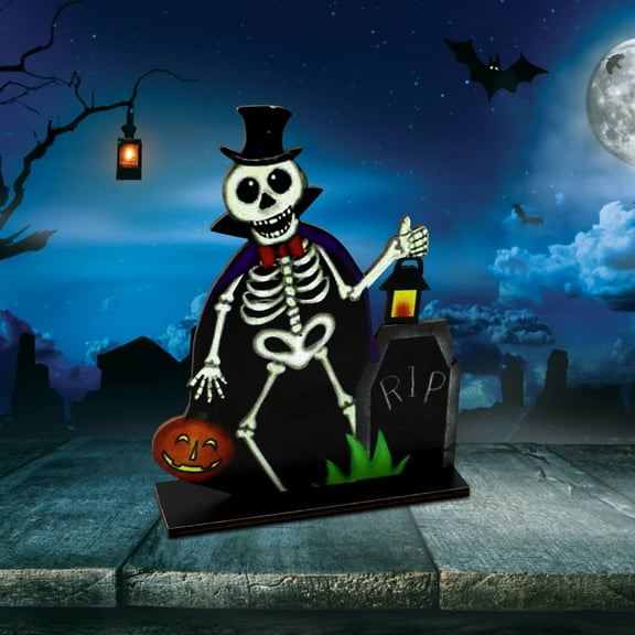 PRETXORVE Halloween Wooden Decoration Ornaments Halloween Party Scene Layout Decoration