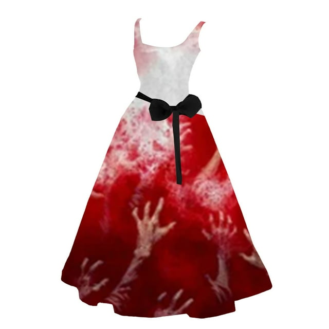 Halloween Clearance!! Halloween Costumes for Women Bloody Print Flared