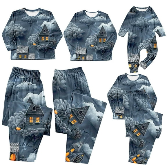 Halloween ! Halloween Pajama Set for Women Plus Size Cute,Halloween Family Long Sleeve Family Matching Set 2pcs Soft Elastic Waist Sets,Family Halloween Pajamas Set